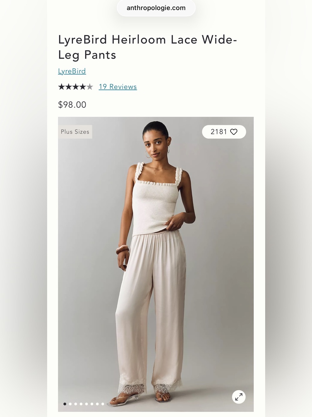 Anthropologie Lyre Bird Heirloom Lace Wide-Leg Pants in Pearl